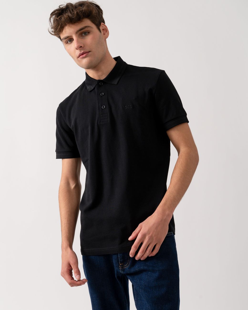 Boss Black Paddy Cotton-Piqué Polo Shirt With Contrast Logo for men