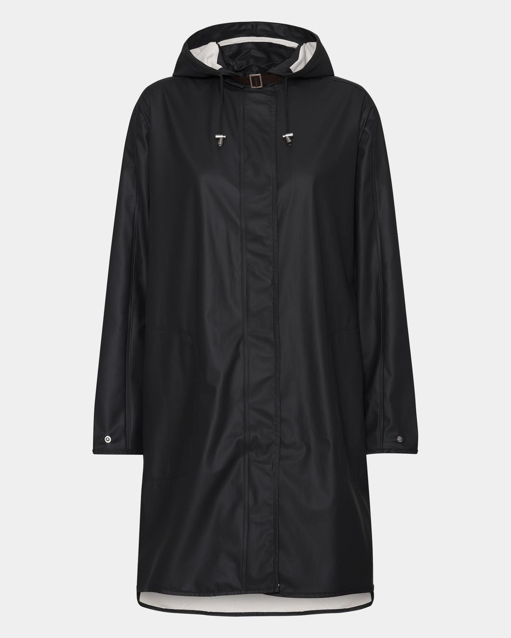 Ilse Jacobsen Black Rain A-Line Rubberised Raincoat