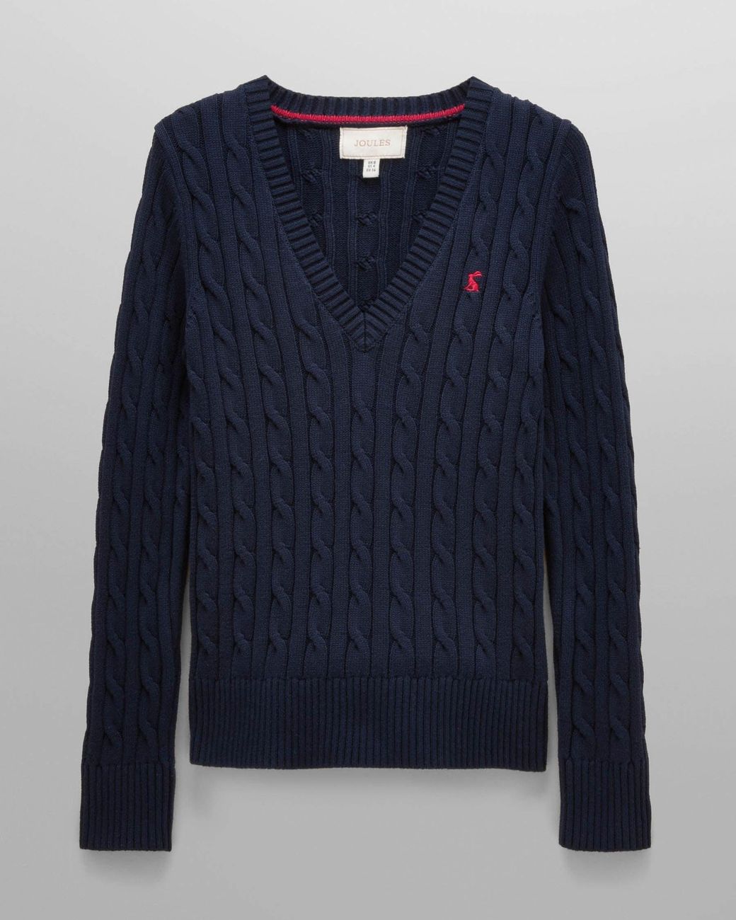 Joules Blue Classic Cable Knit V-Neck Jumper