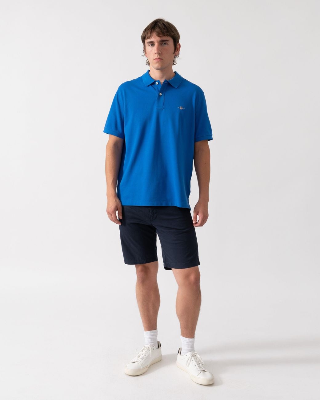 Gant Blue Regular Fit Short Sleeve Shield Logo Pique Polo for men