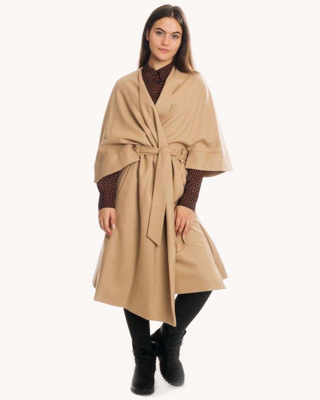 Calvin Klein Natural Wool Cashmere Wrap Coat