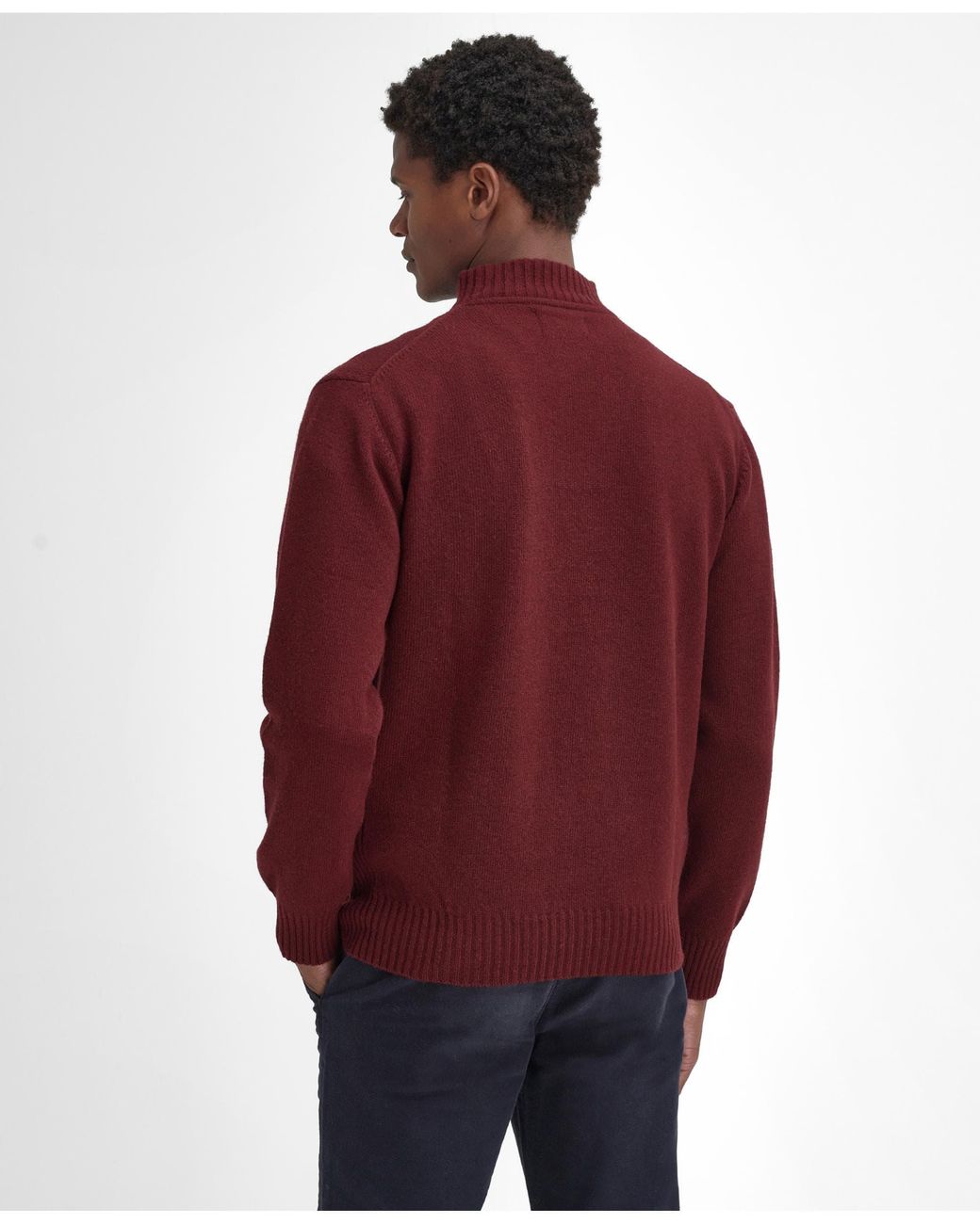 Barbour Red Essential Lambswool Half-Zip Jumper , Size: L for men