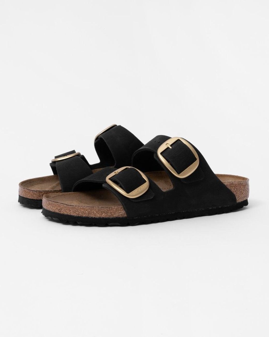 Birkenstock Black Arizona Big Buckle Nubuck Sandals