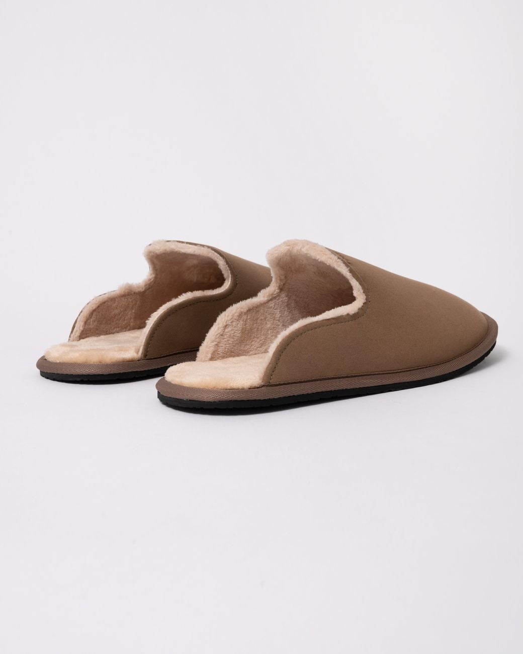 Boss Brown Shearling-Lined Slip-On Slippers With Logo Detail for men
