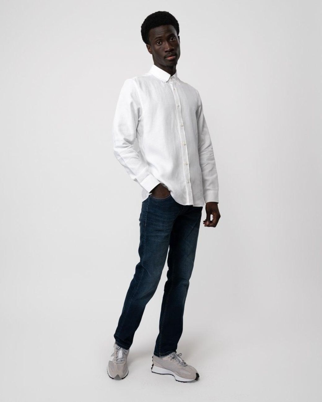Ted Baker White Ognon Long Sleeve Cotton Lyocell Script Shirt for men