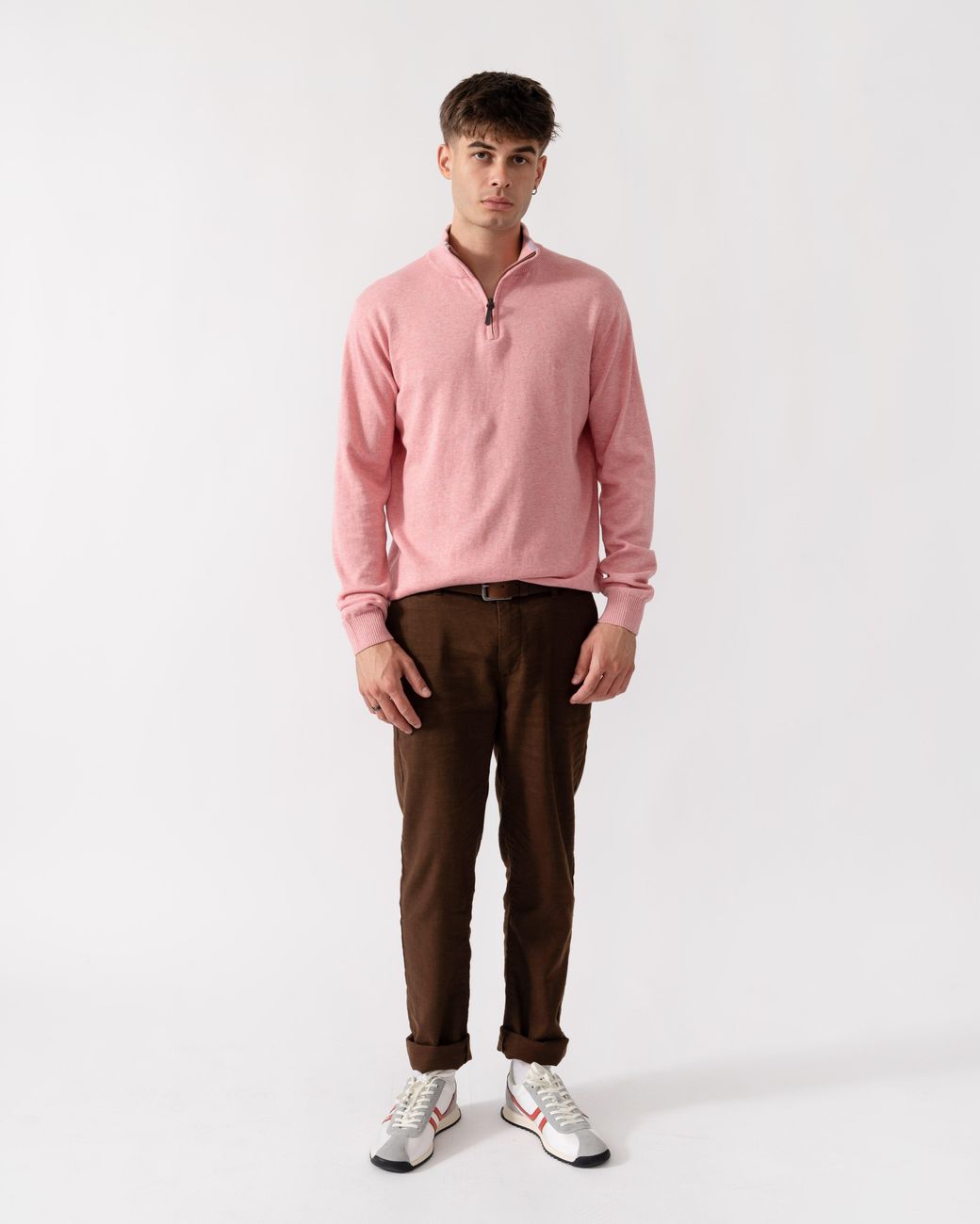Joules Pink Hillside 1/4 Zip Jumper for men