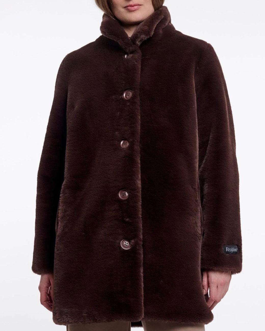 Rino & Pelle Brown Nonna Single Breasted Faux Fur Coat