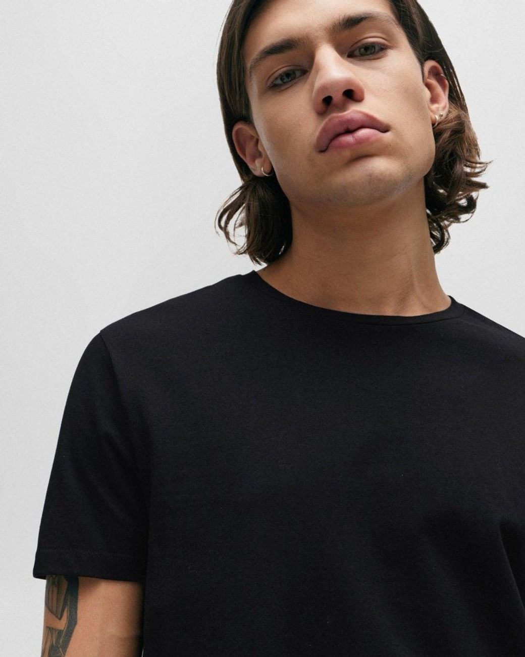 HUGO Black Round Two-Pack Of Slim-Fit T-Shirts for men