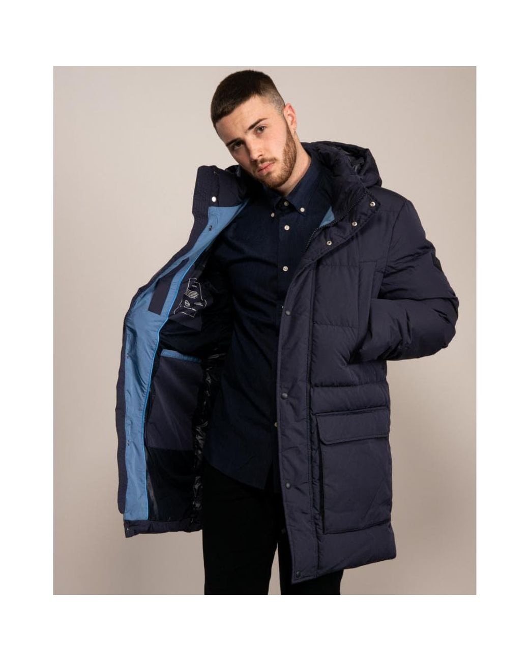 GANT D2. The Long Alta Down Jacket in Blue for Men | Lyst Canada