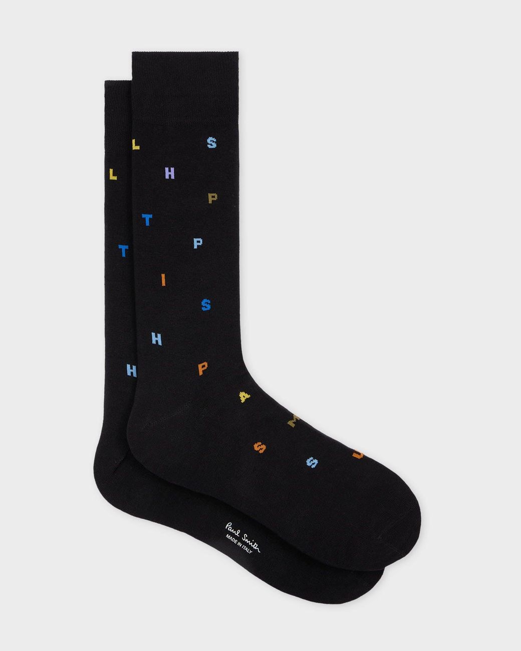 Paul Smith Black Keanu Stamp Pattern Socks for men
