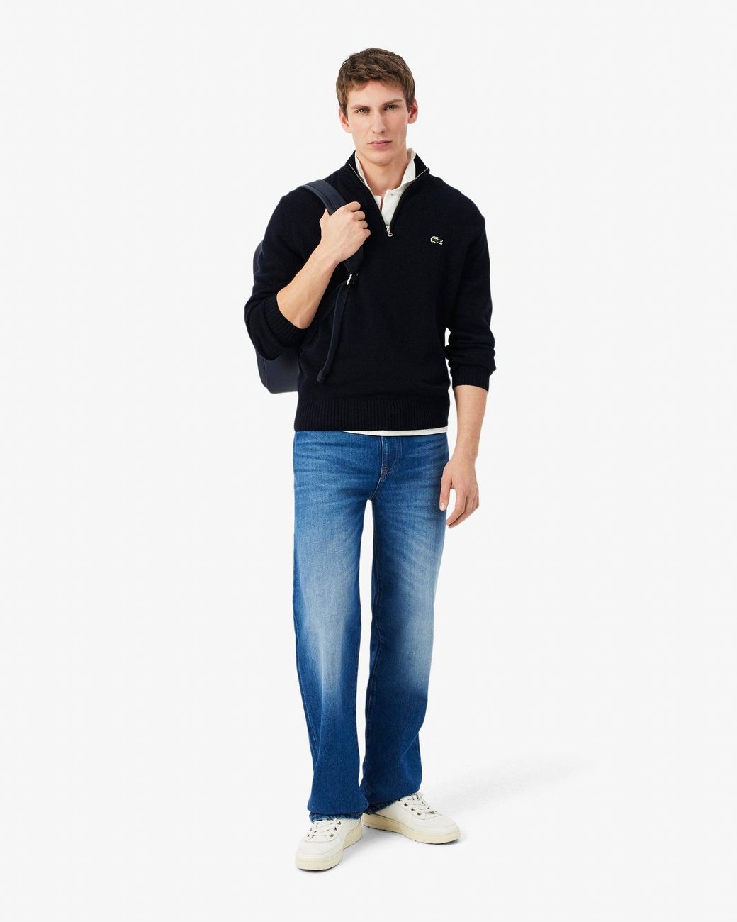 Lacoste Black Half-Zip Merino Sweatshirt for men