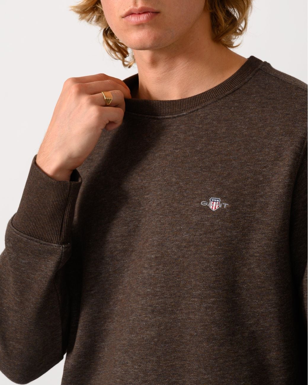 Gant Black Regular Fit Shield Logo Crew Neck Sweatshirt for men