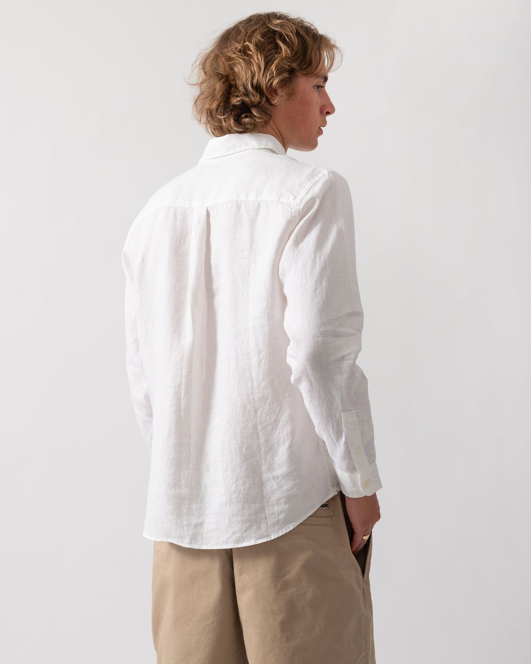 COLORFUL STANDARD White Long Sleeve Linen Shirt for men