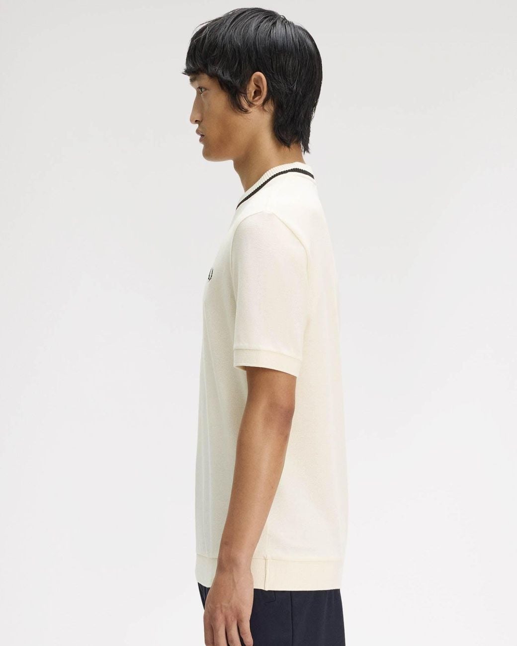 Fred Perry White Crew Neck Pique T-Shirt for men