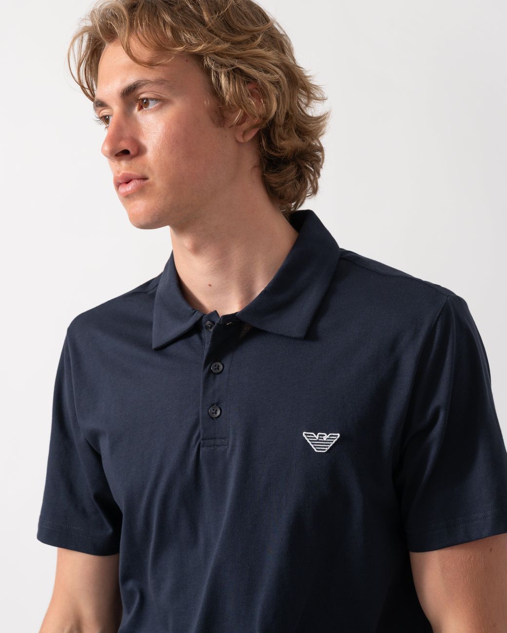 Emporio Armani Blue Beach Polo With Eagle Logo for men