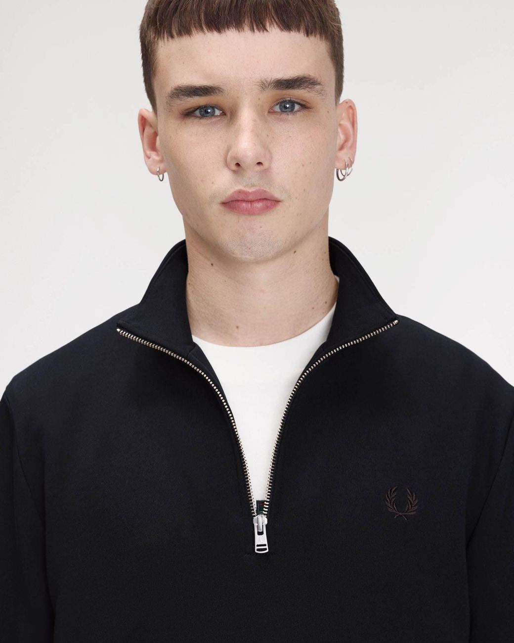 Fred Perry Black Half Zip Sweatshirt for men