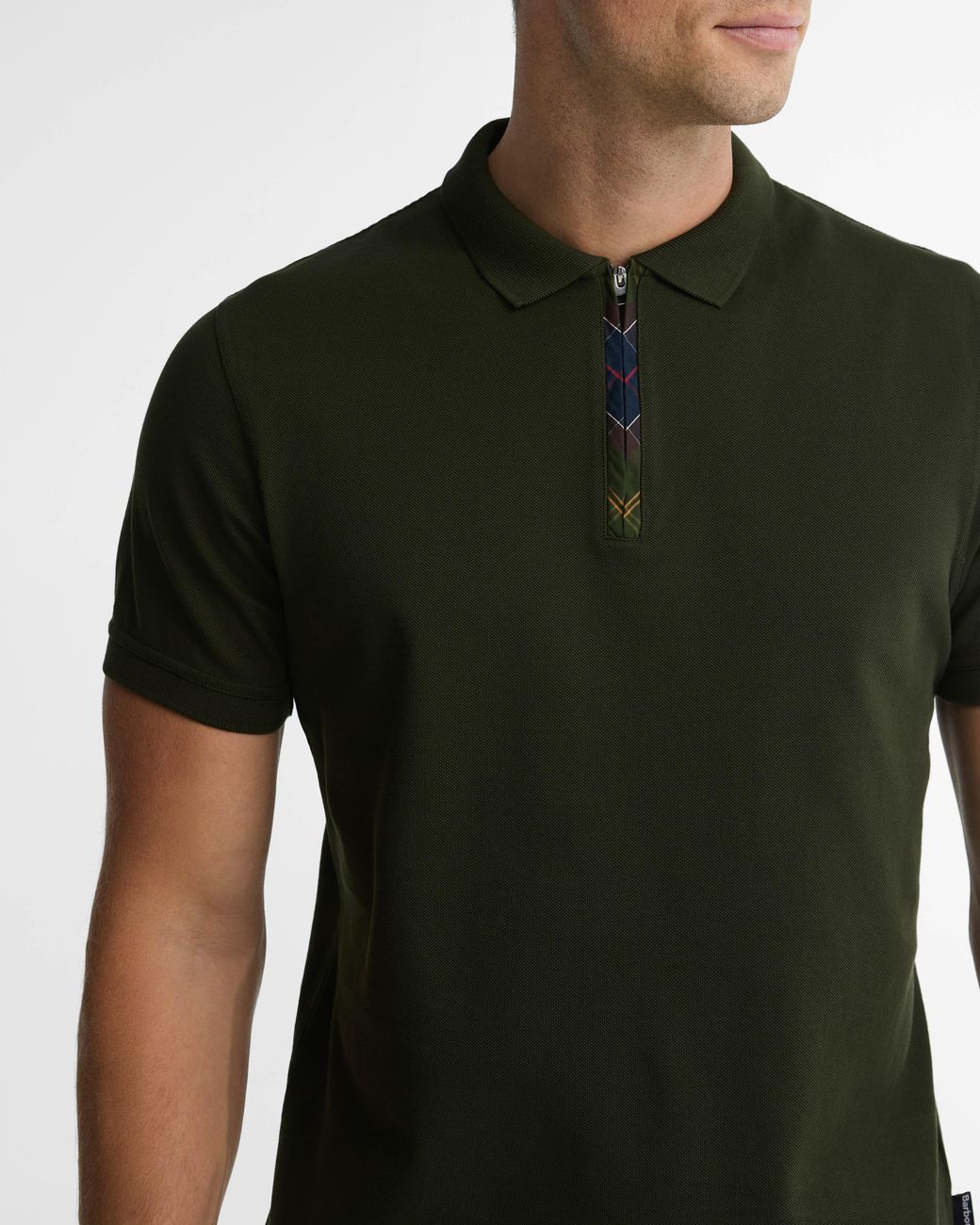 Barbour Green Stately Zip Polo Shirt for men