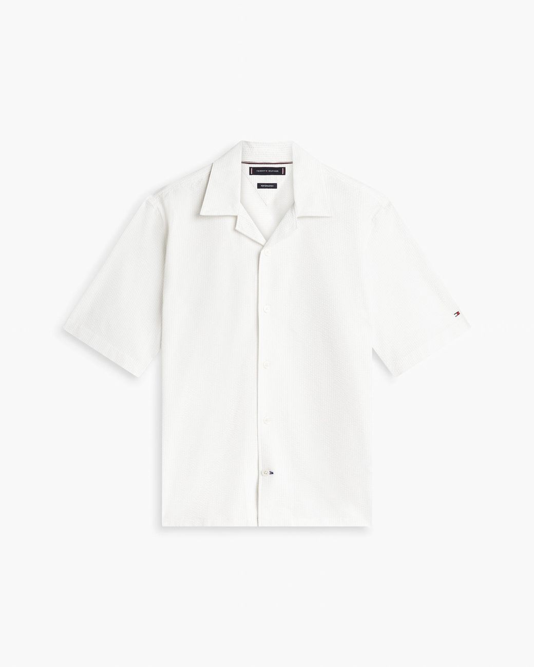 Tommy Hilfiger White Performance Seersucker Short Sleeve Shirt for men