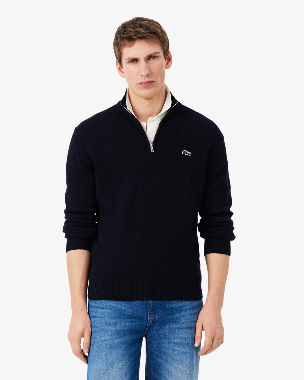 Lacoste Black Half-Zip Merino Sweatshirt for men