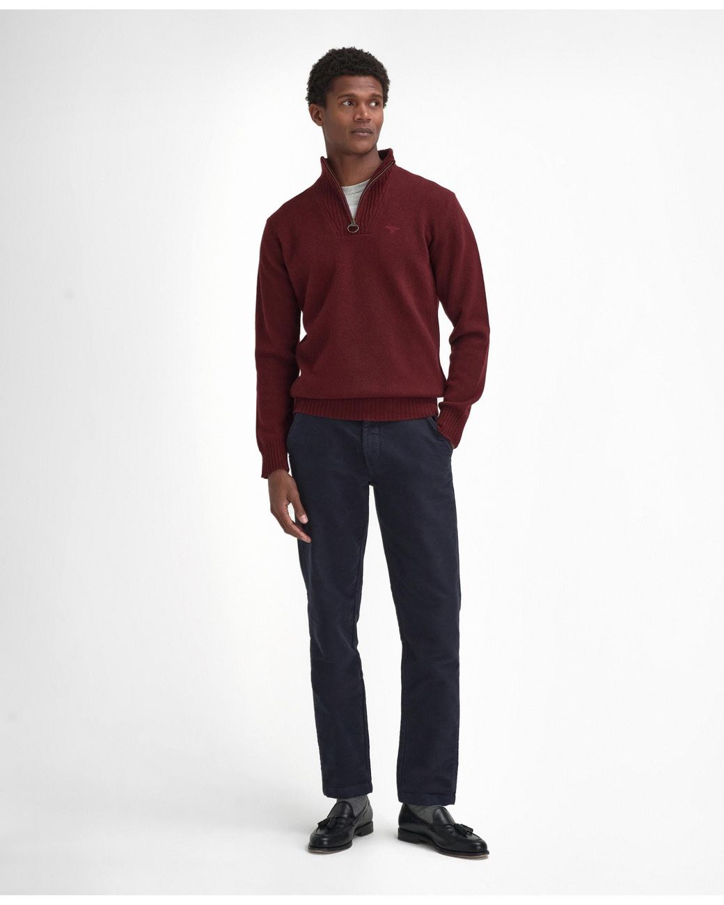 Barbour Red Essential Lambswool Half-Zip Jumper , Size: L for men