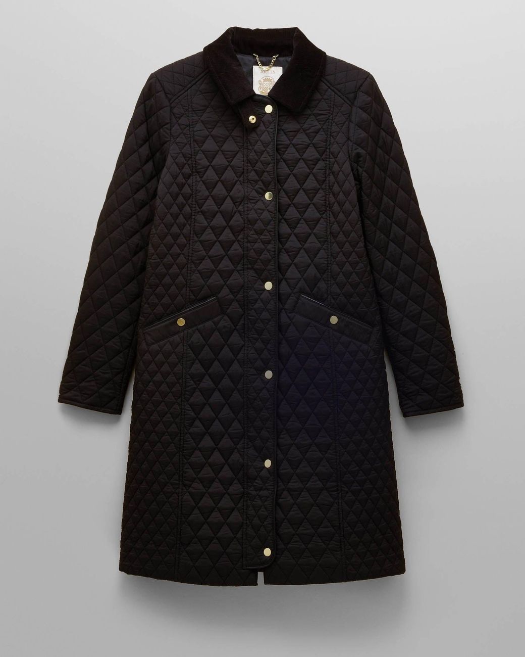 Joules Blue Rosewell Long Diamond Quilt Jacket