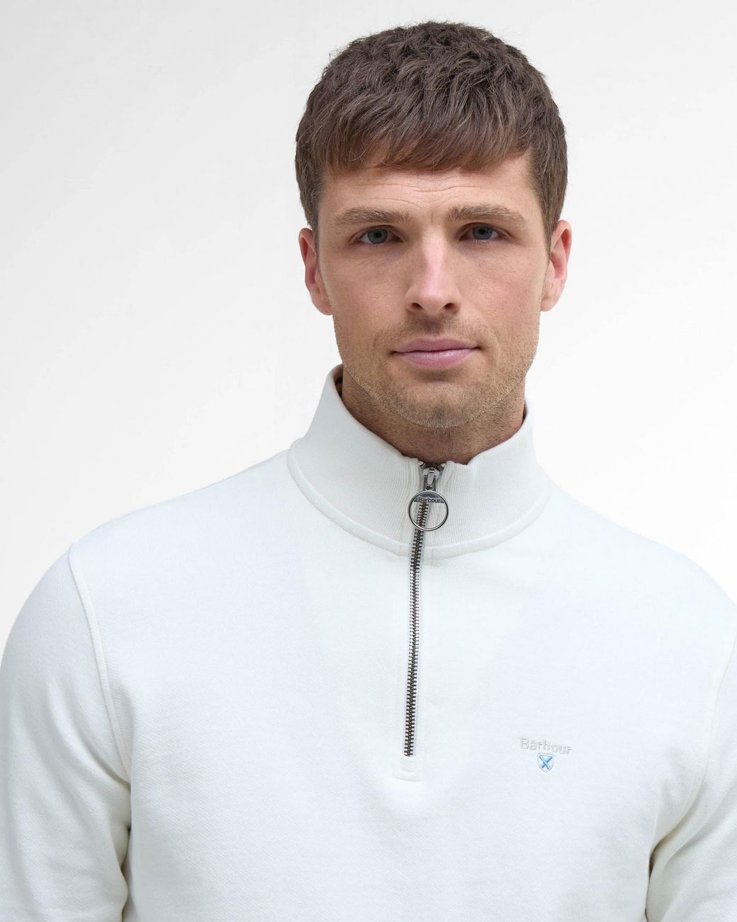 Barbour White Rosford Half Zip Sweatshirt for men