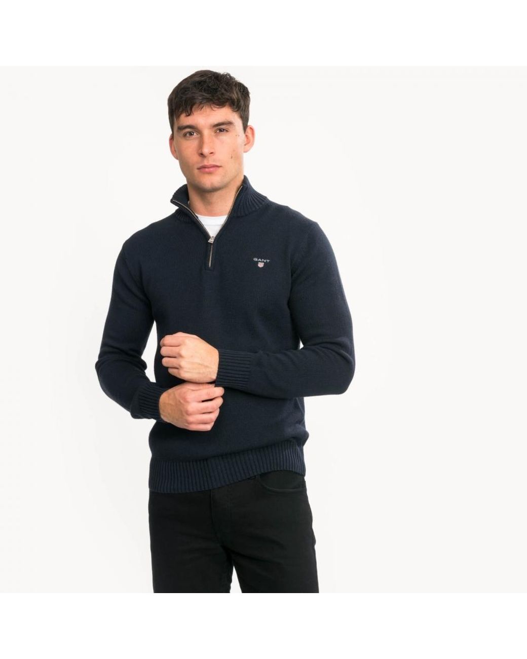 blue half zip jumper
