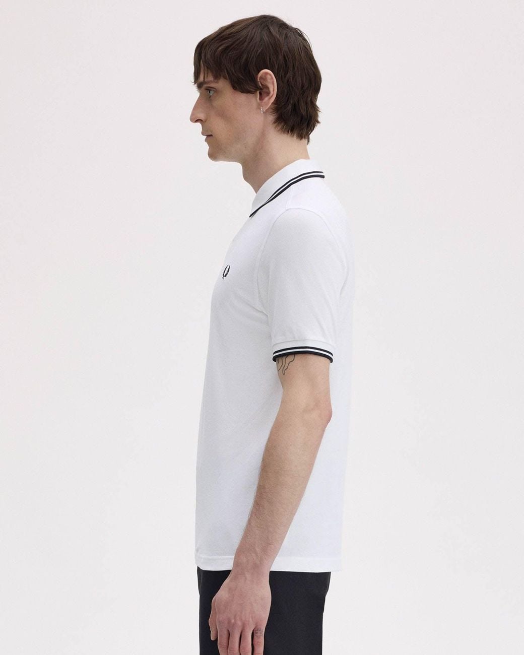 Fred Perry White Twin Tipped Signature Polo Shirt for men