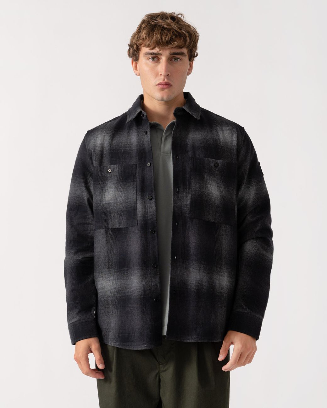 Belstaff Black Outpost Shirt Brushed Cotton Flannel for men
