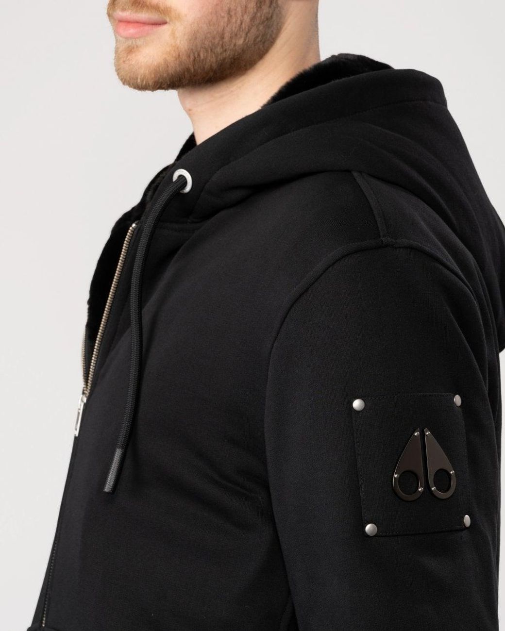 Moose Knuckles Black Classic Bunny 3 Fleece Hoodie for men
