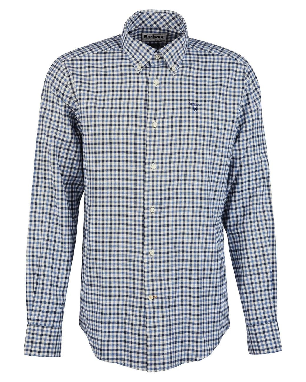 Barbour Blue Finkle Long Sleeve Tailored Fit Shirt Size: L for men