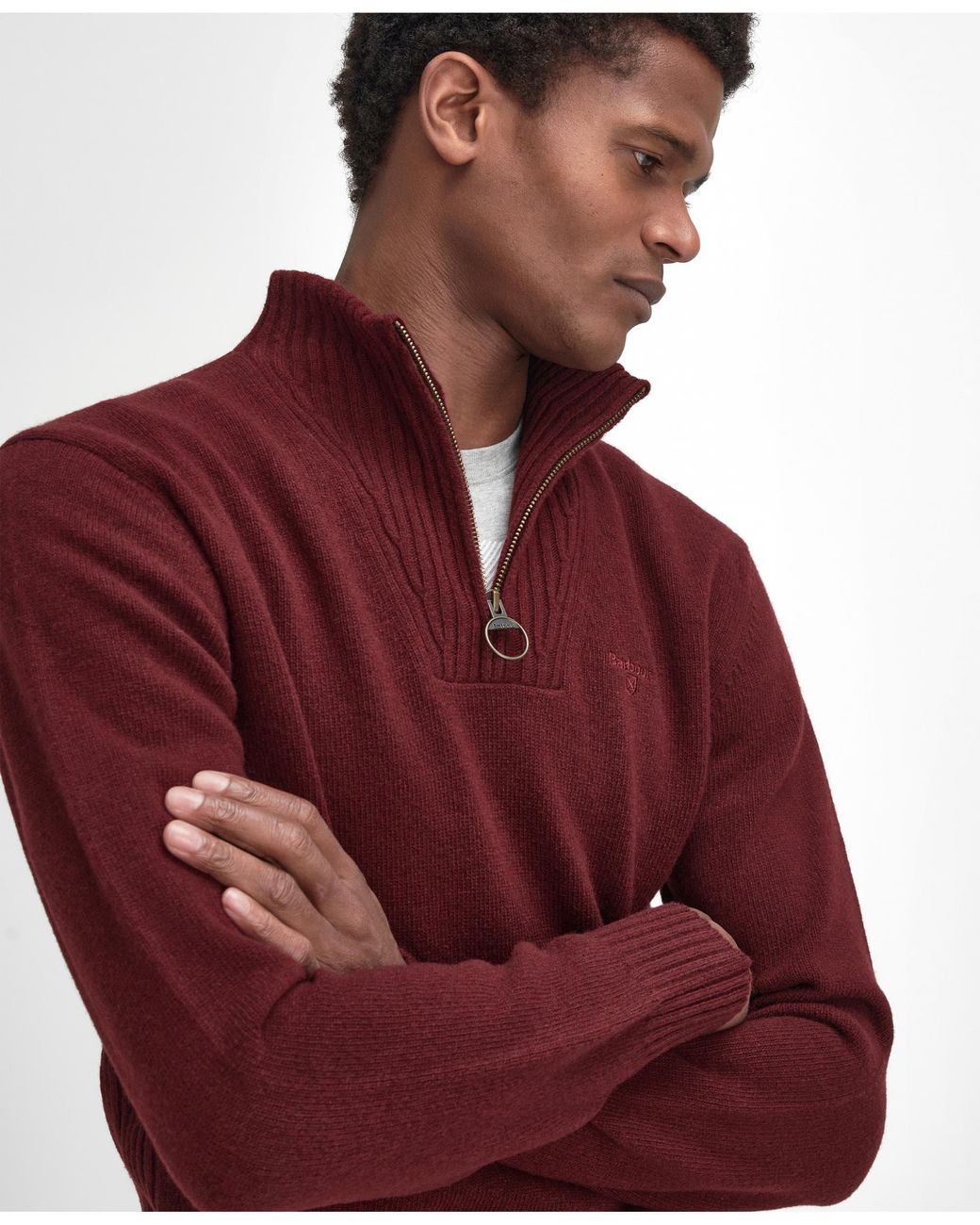 Barbour Red Essential Lambswool Half-Zip Jumper , Size: L for men