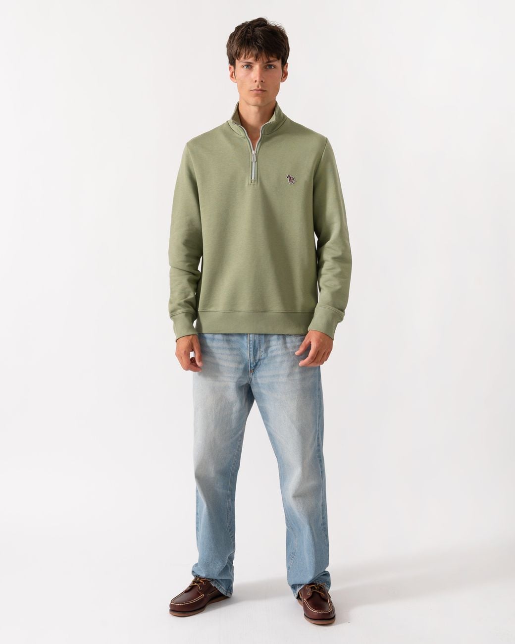 Paul Smith Green Ps Regular Fit Half Zip Sweatshirt With Zebra Logo for men