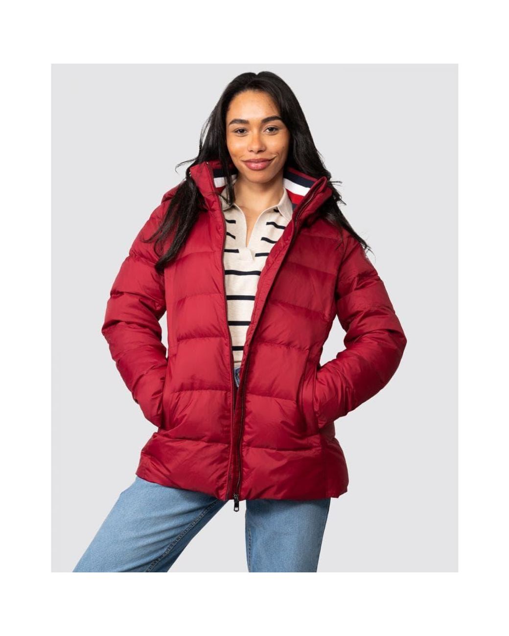 Tommy Hilfiger Global Stripe Down Jacket in Red | Lyst Canada