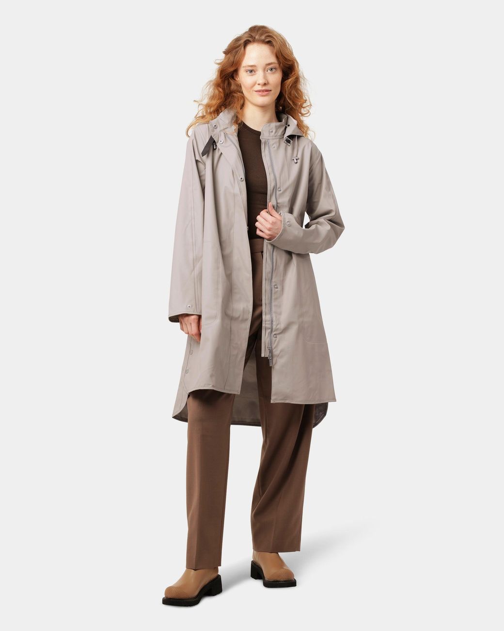 Ilse Jacobsen Natural Rain A-Line Rubberised Raincoat