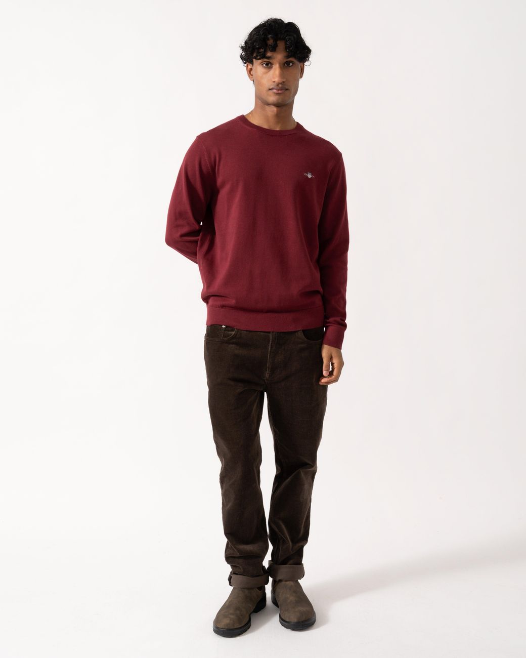 Gant Red Classic Cotton Shield Logo Crew Neck Jumper for men