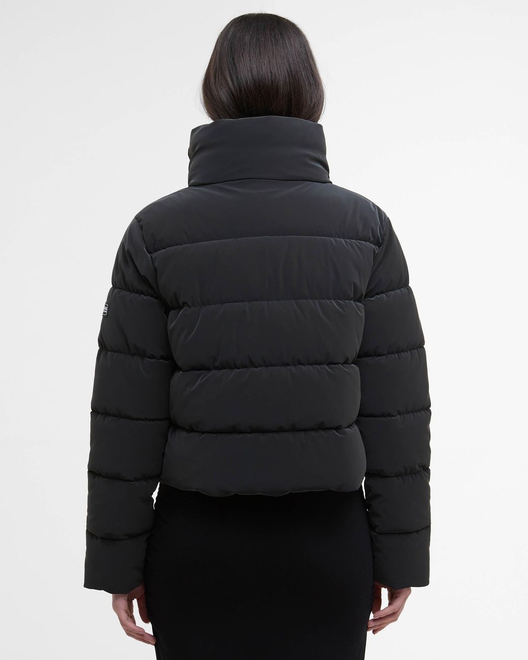 Barbour Black Hudson Faux Velvet Puffer Jacket