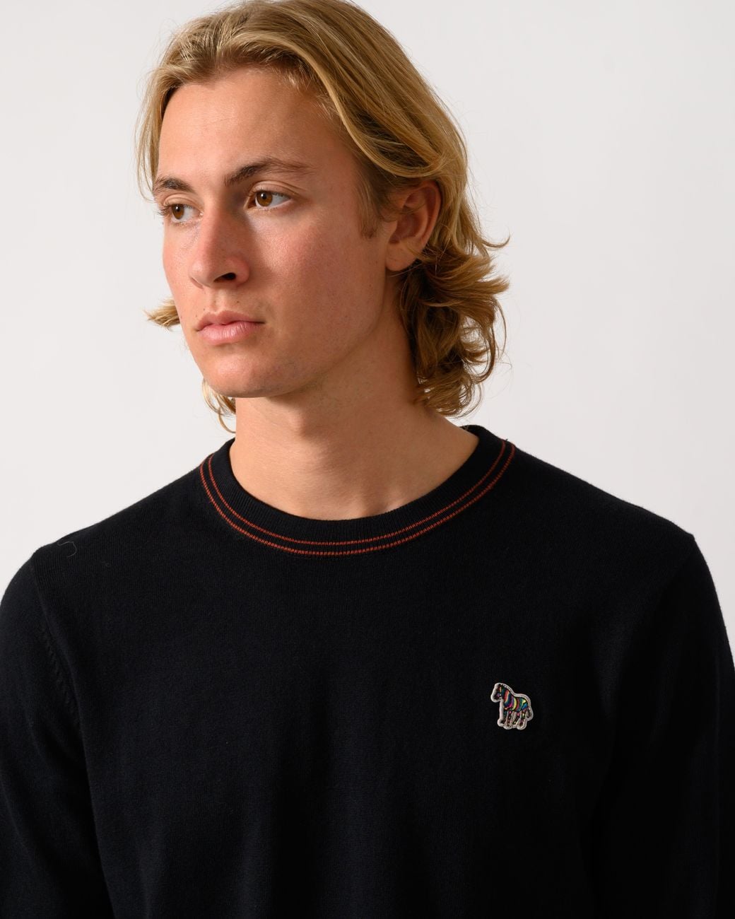 Paul Smith Black Ps Crew Neck Zebra Badge Sweater for men