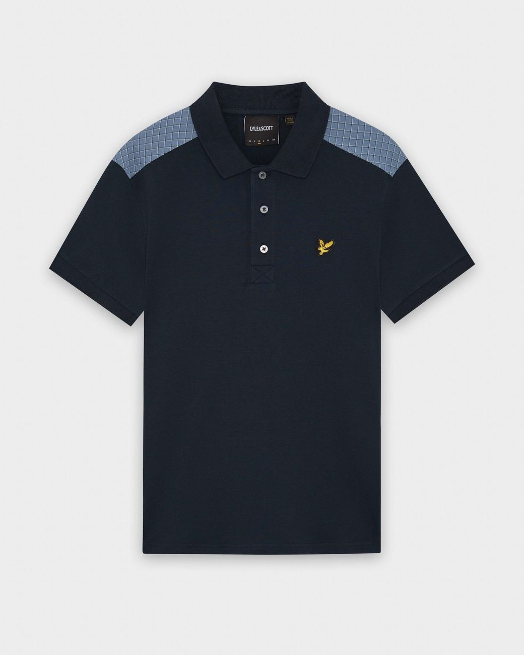 Lyle & Scott Blue Check Panelled Polo Shirt for men