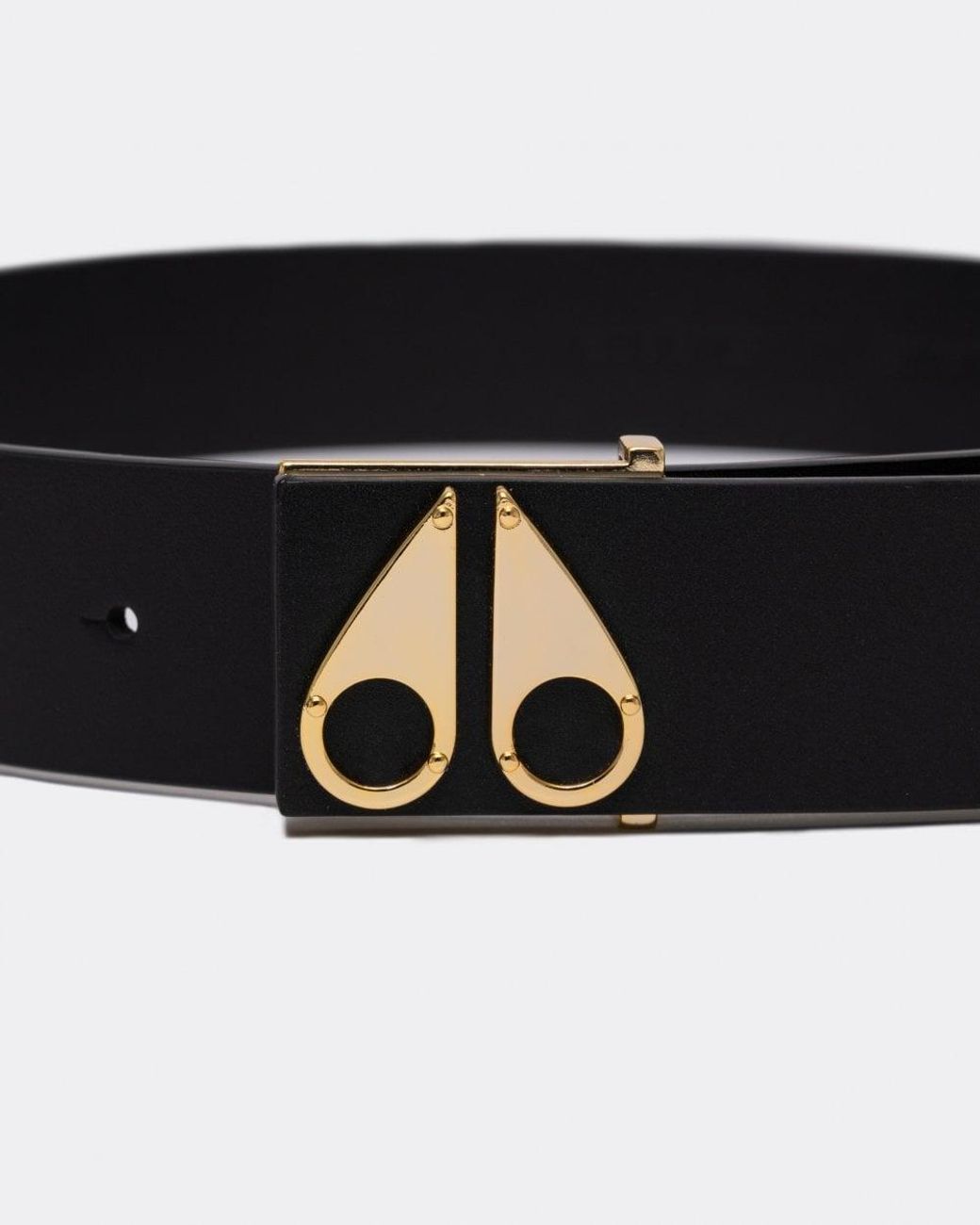 Moose Knuckles Black Logo Icon Belt for men