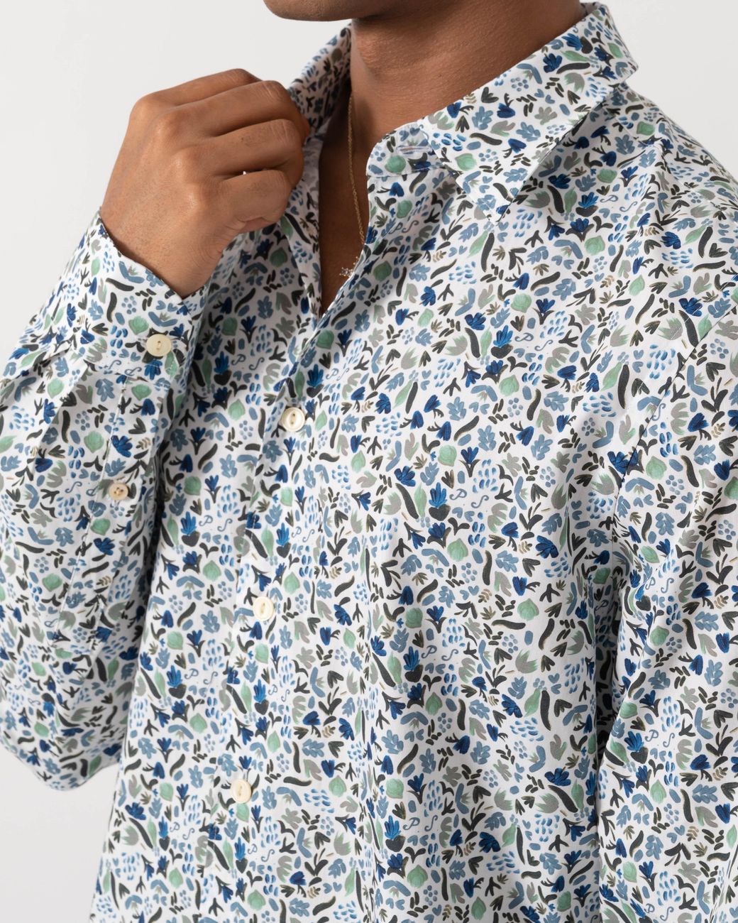 Paul Smith Gray Ps Tailored Fit Long Sleeve Floral Pattern Shirt for men