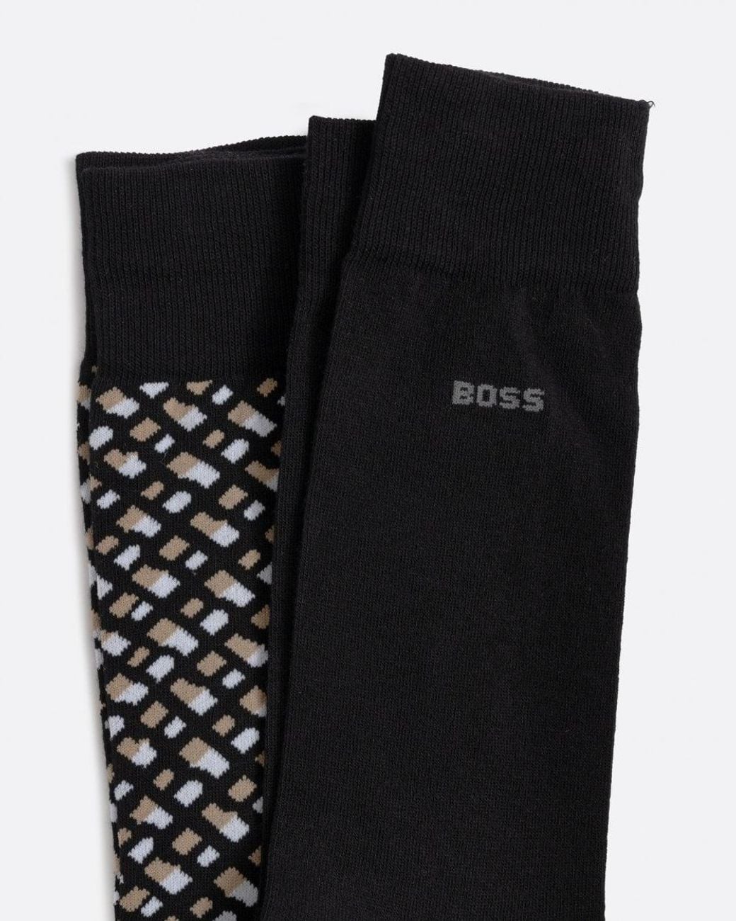 Boss Black Monogram 2 Pack Regular Length Cotton Blend Socks for men