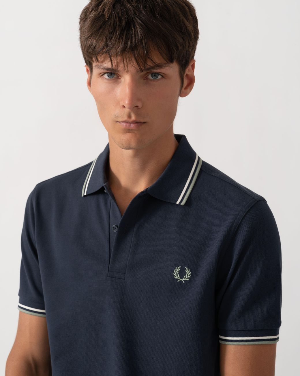 Fred Perry Blue Twin Tipped Signature Polo Shirt for men