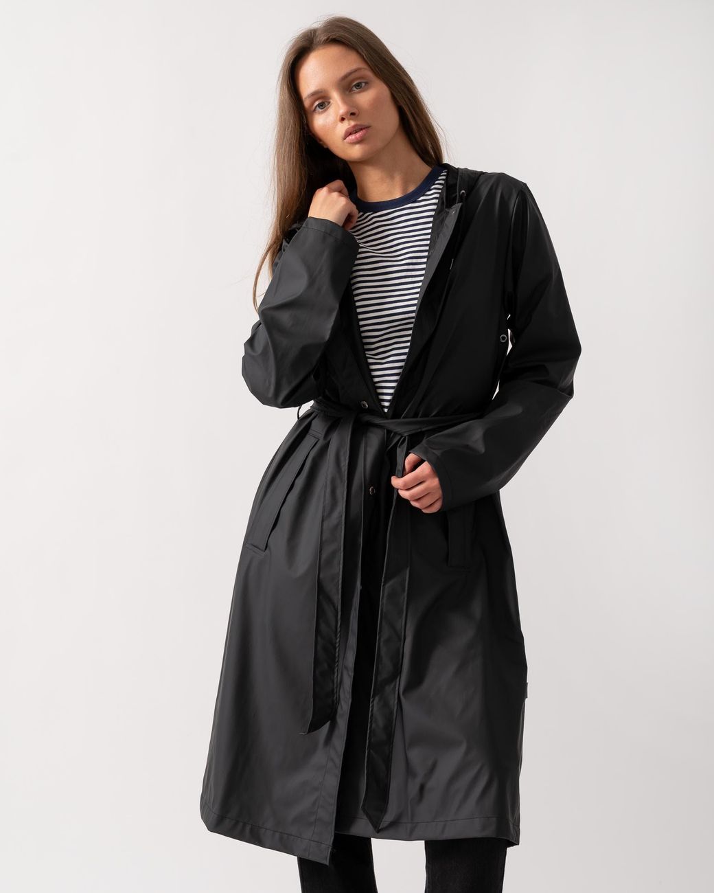 Rains White A-line Longer Jacket