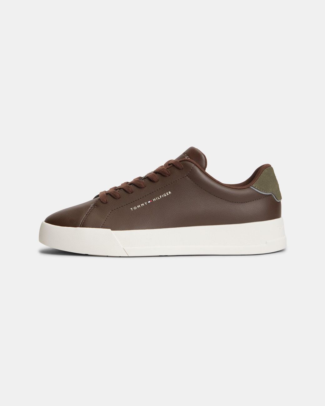 Tommy Hilfiger Brown Court Leather Detail Trainer for men