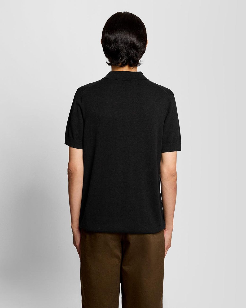Lyle & Scott Black Cotton Knitted Polo Shirt for men