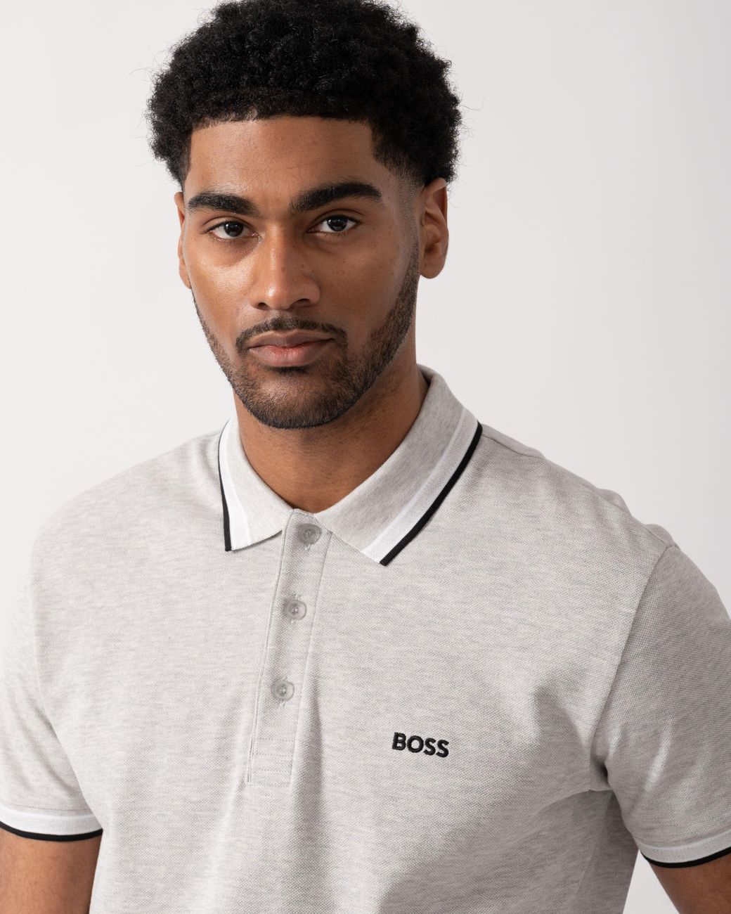 Boss White Paddy Cotton-Piqué Polo Shirt With Contrast Logo for men