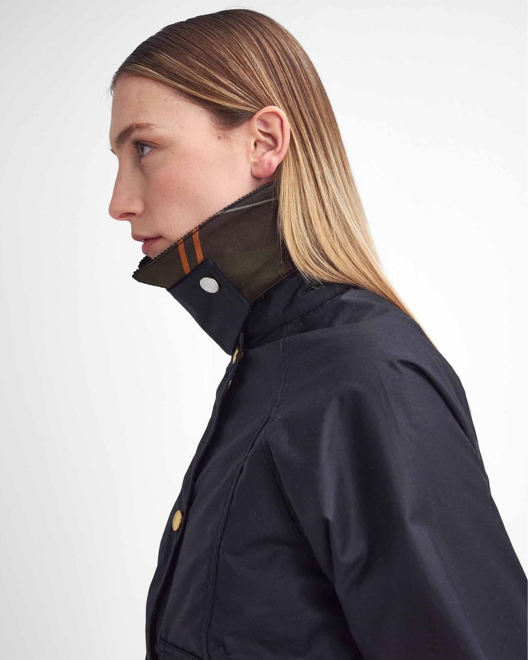 Barbour Blue Cropped Beadnell Wax Jacket