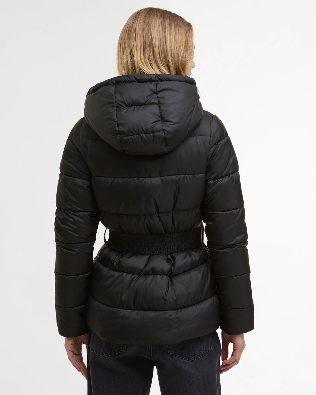 Barbour Black Short Track Line Puffer Jacket