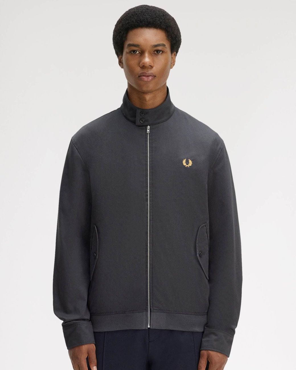 Fred Perry Blue Twill Harrington Jacket for men